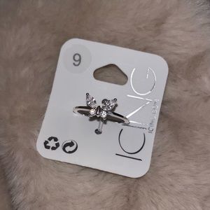 Silver Cubic Zirconia Butterfly Ring
